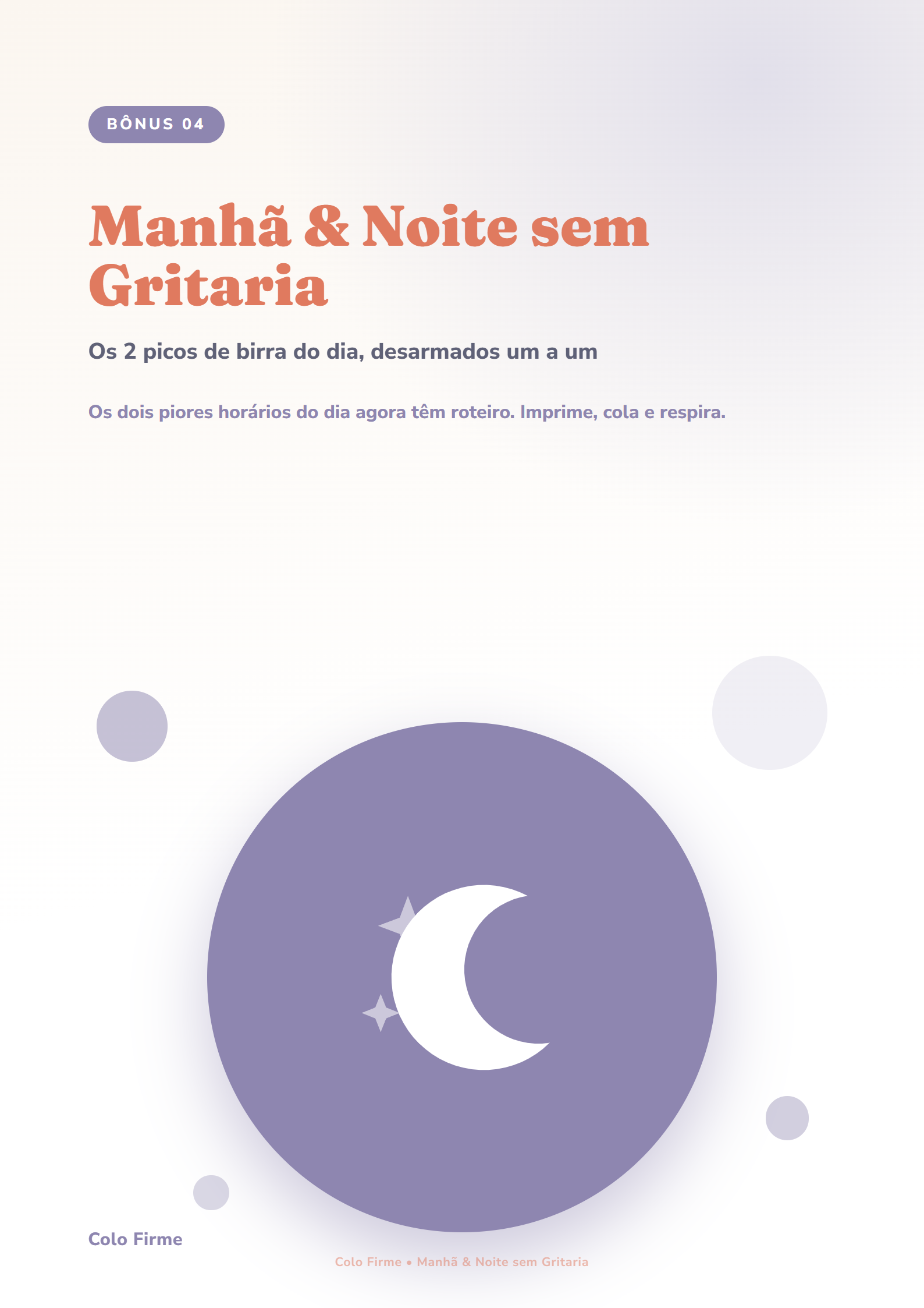 Capa do bônus Manhã e Noite sem Gritaria